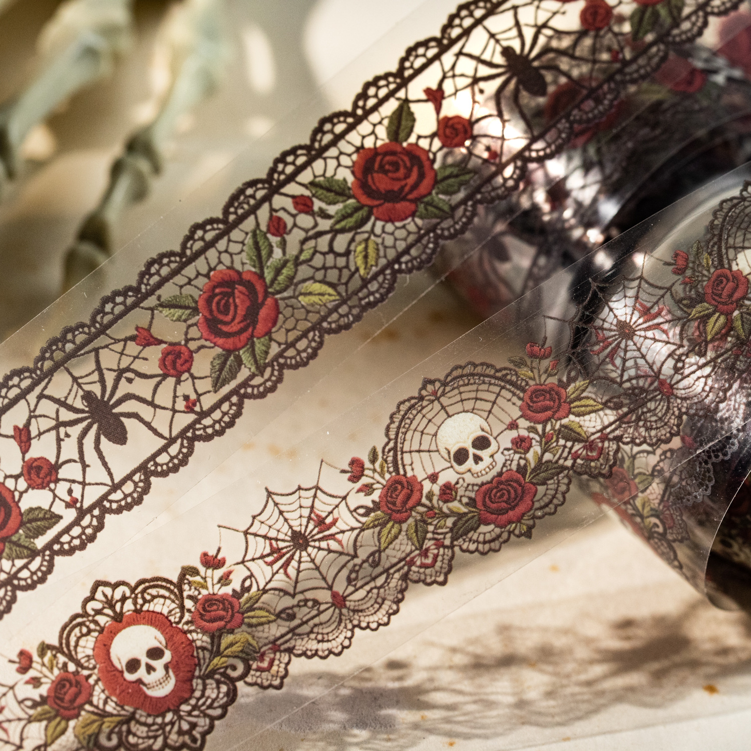 Beautiful Day Tape Series: Gothic Lace Theme DIY Journal Decoration Reusable Stickers - 6 Designs