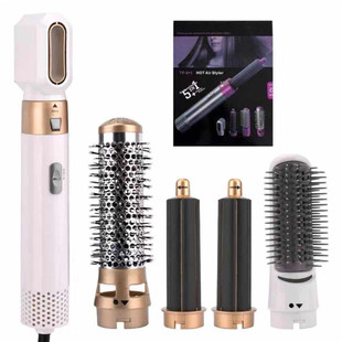 Cross-border five-in-one hair dryer negative ion curling iron automatic hair absorption styling comb five-leaf hot air comb straightener