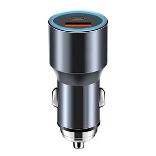 Cross-Border Car Charger Super Fast Charging Pd30W Flash Charging Suitable for Apple Android Aluminum Alloy with Ambient Light