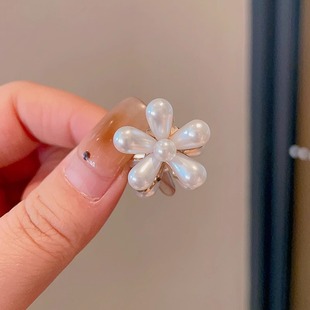 Rabbit ear small clip women's high-grade Pearl Rhinestone hairpin hair accessories back head half tie hair shark clip hairpin