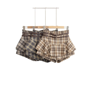 2025 Hot Girl Pure Desire Sweet Girl Plaid Summer New High Waist Slim Pants Skirt Spring and Autumn Shows Long Legs for Small People