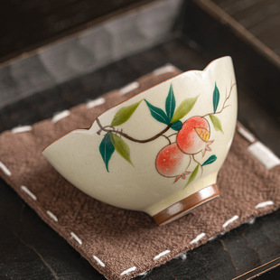 Ru Kiln hand painted pomegranate tea cup Master Cup Single Cup ceramic kung fu tea set high-end household tea cup tea cup