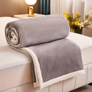 For foreign thermal plain double-sided lambswool blanket flannel blanket milk velvet blanket bedding