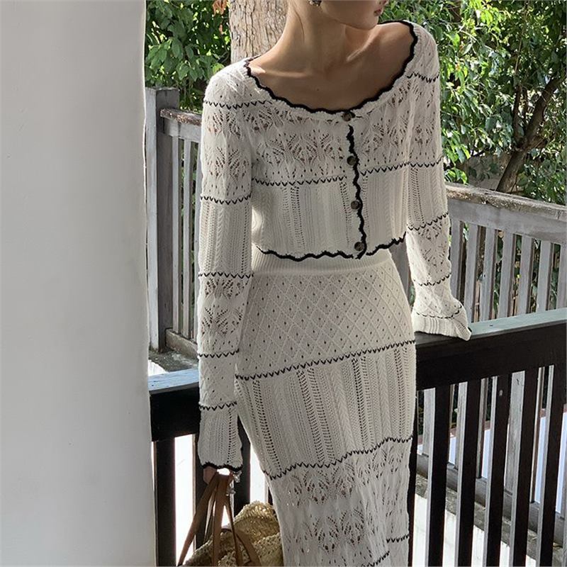 Sun and Moonlight Knitted Top and Skirt Two-Piece Set 2025 New Fashion Temperament Early Spring Outfit Complete Set
