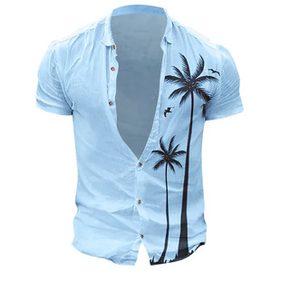 2024 Cross-borDer Men's New Summer Short-sleeveD Shirt Large Size Creative 3D PrinteD Shirt Casual TrenDy Shirt