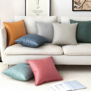 Solid color pu leather leather ins plain matte waterproof technology cloth leather cushion pillow back pillowcase