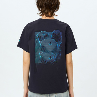 Summer New Double Embroidery Wavelength Printing T-Shirt Casual Loose Couples Trendy NT25 Double Embroidery Wavelength Printing T