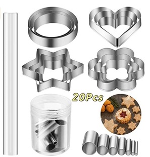 Cross-Border sugar turning tool 20-piece set of acrylic bar round cutting die knife 12 mini DIY baking modeling auxiliary tool