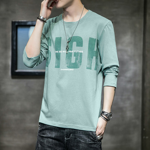 Autumn Men's Long-sleeved T-shirt 2020 New Loose Trendy Sweatshirt Boys Spring Fashion Brand Hong Kong Style T-shirt Clothes