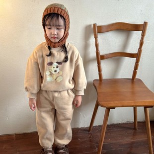 Children's autumn and winter clothing thickness suit fleece-lined boys and girls sports sweater 2023 new spring and autumn baby casual clothes