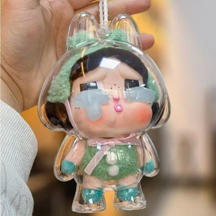 LABUBU Second Generation Sitting Party Transparent Protective Case Doll Dust-proof Case Protective Case Doll Clothes Wearing Bubble Mart