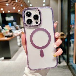 Применимо iPhone16ProMax Apple 15 чехол для телефона 14 Простой прозрачный 13 Магнитный всасывание 12 канавок 11 Антипадная женщина