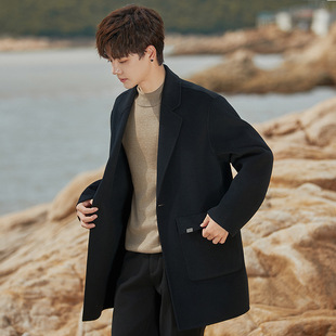 Men's Double-sided Wool Woolen Coat Autumn and Winter New Non-cashmere Coat Casual Tit Short Coat Men's Wear