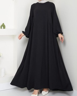 in stock European and American Cross-border Foreign Trade Spring and Autumn New Muslim Women's Solid Color Elegant Fashion Loose Pullover
