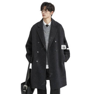 Men's Winter High-end Handmade Wool Double-sided Woolen Coat Mid-length Men's Loose Korean-style Coat