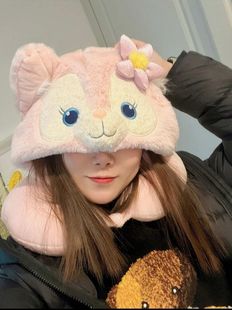 Online Hongling na Beier cute cartoon fox hooded U-shaped neck pillow student travel plane nap pillow