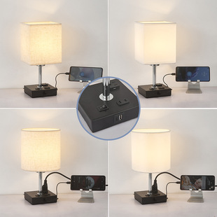 New Style Table Lamp with USB Multi-functional Table Lamp American Retro Bedside Lamp with American Standard Plug Table Lamp Creative Bedroom