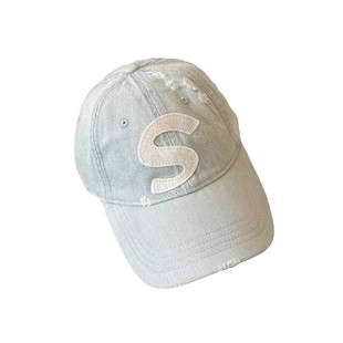 Quality Denim Baseball Cap Children's Hole-Hole Fashion Letter Label Side Design Trendy All-Match Casual Cap for Men