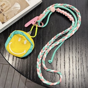 Dopamine Color Matching Mobile Phone Case Lanyard Adjustable Crossbody Portable Pendant Storage Bag Multifunctional Anti-lost Hanging Chain for Women