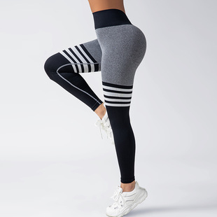 New Striped Peach Hip Yoga Pants Women's Hip-lifting Tight High Waist Dance Running Quick-drying Sports Fitness Pants