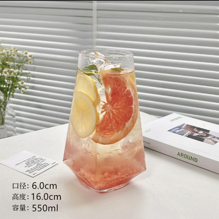 Ins Wind Water Trapeze Glass Cup Net Celebrity Restaurant Fruit Tea Cup Soda Bubble Water Cup Cold Beverage Cup Drinking Water Cup