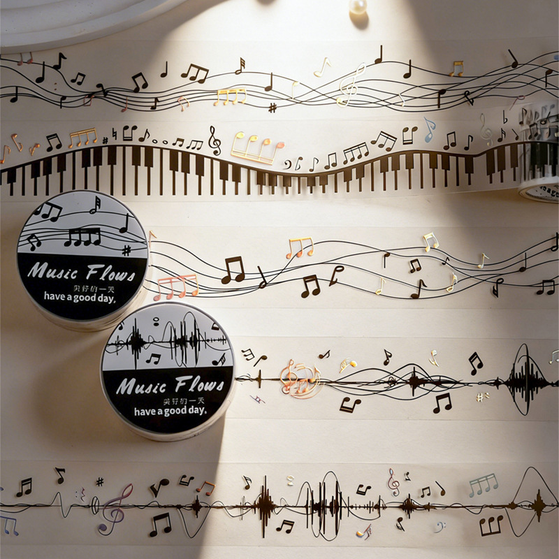Beautiful Day Music Decoration Theme Pet Tape Music Flow Series Journal Material Collage Loop Stickers