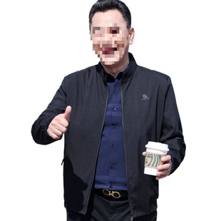 Middle-aged dad spring coat vintage check collar business commuter men's jacket spring and autumn 40-50 years old
