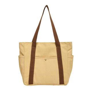 Canvas Bag Women's Handbag Single Shoulder Bag College Students All-match Handbag Commuter Large Capacity Mend-up Bag Multi-pocket