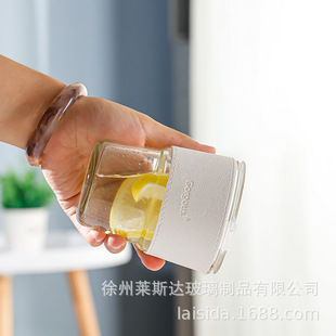 Net Celebrity Bamboo Water Cup Ins Style Thickened Glass Bamboo Cup Portable Drinking Tea Glass Cup Straw Water Cup
