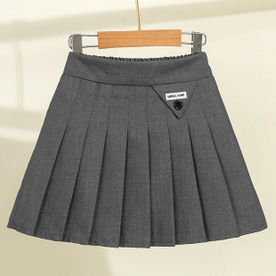 Girl's Skirt Spring and Autumn College Style Skirt New Children's School Skirt Solid Color Girl Baby's Pleated Skirt Trendy Style
