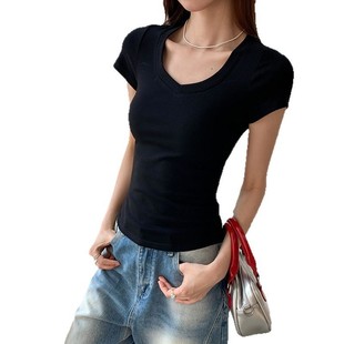 French Style Sweet Spicy Jazz Slim-Fit Short-Sleeved T-Shirt Women's Summer 2025 New Hot Style Chic Beautiful Short Top