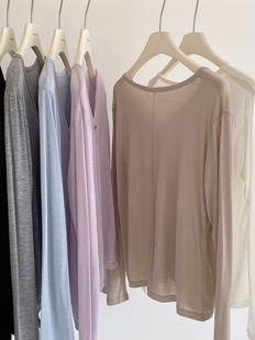 Lyocell Tencel Acetic Acid V-neck Cardigan Women's Sheep Wool Summer Thin Sunscreen Long-sleeved Top