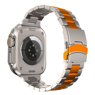 For Apple Watch Strap iwatch Strap Ultra Titanium Alloy Cross Border Metal Watch Strap Three Strap Titanium Strap