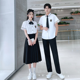 Senior 3 Graduation Class Clothing Junior High School Summer Short-sleeved White Shirt British Academic Style JK Clothing Sixth Grade Performance Clothing