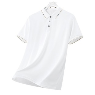 Summer Short-sleeved T-shirt Men's Business Light Luxury Breathable Solid Color Ice Silk Thin Lel Trendy Men's POLO Shirt Men's Business