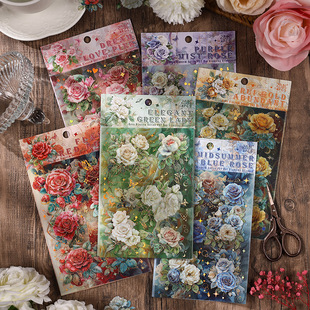 Yuezhen Rose Flower Cai специальная масляная штамповка пленка для резки ручной счет наклейки водонепроницаемый pet ручной счет материал наклейки креативные наклейки
