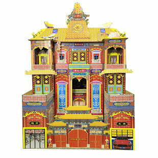New 1.3 Luxury Jinxiu Fairy House Manufacturer's Adhesive-Free Thickeneded Foldableing Building Tiandu Mansion Paper House House Sacrificial Funeral