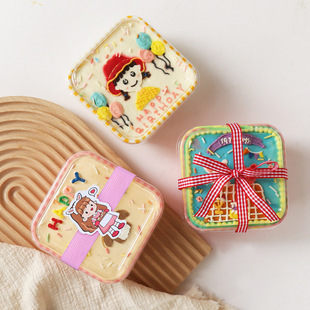 ins Cyber Celebrity Hand-painted Cake Box Baking diy Macarons Dessert Picnic Packaging Lunch Box Valentine's Day Packaging