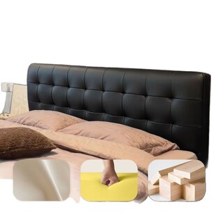 Italian Minimalist Black Waffled Leather Bed Modern Minimalist Small Apartment Retro Storage Double Master Bedroom Queen Bed