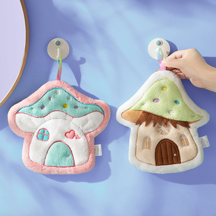 Dopamine Wipe Hand Towel Dream Mushroom Bathroom Household Coral Fleece Hand Cloth Soft Absorbent Cute Handkerchief