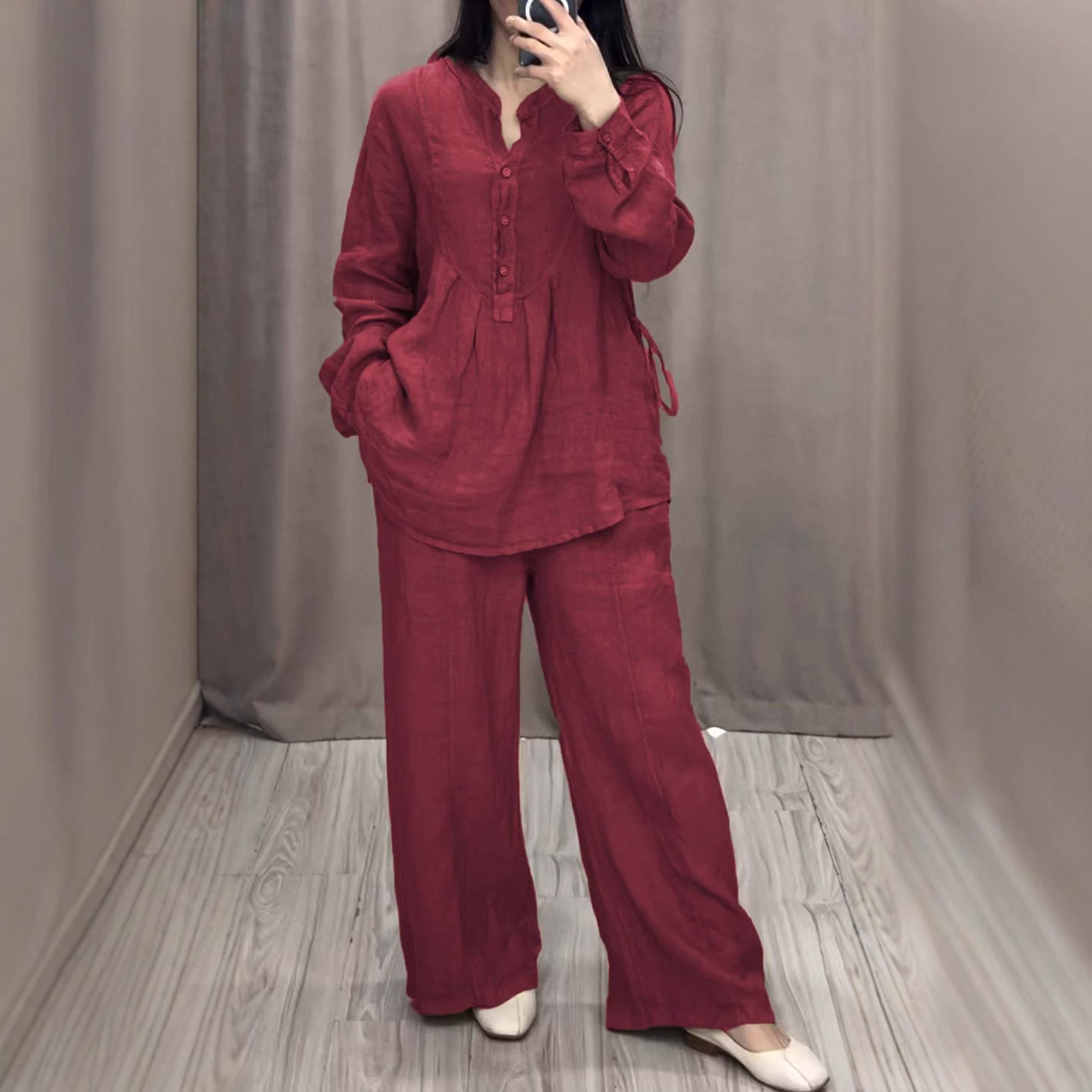 2026 soniyali paxta-lenyushta uzun jumper to'plami - orang poylar