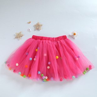 New Children's Fur Ball Skirt Girl's Half-length Mesh Skirt TUTU Skirt Cute ins Style Gauze Skirt