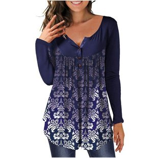 2023 autumn and winter fashion versatile cross-border European and American women's new button pattern printed long sleeve skirt