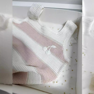 Handmade Cherry Vest Girl's Summer Hollow Knitted Sling Pink White Striped Top Sweet Cute Combed Cotton