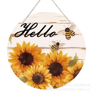 Cross-border Independent Station Wooden Hanging Sign Welcome Door Hanging Simulated Green Plant Hanging Painting Wall Hanging Decorative Hanging Painting 30CM in Stock