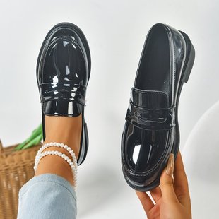 Thick-soled college English-style small leather shoes women's 2025 new spring and autumn one-step Mary Jane loafers single-layer shoes pink