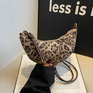 Cross-border Retro Leopard Print Small Bag Women's 2024 Autumn New Fashion Cattle Bag Stylish All-match Shoulder Crossbody Bag