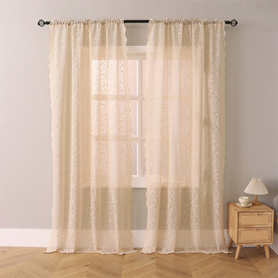 French retro lace gauze curtain living room bedroom decorative opaque window screen non-perforated partition gauze finished product wholesale