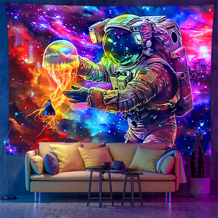 Cross-Border UV Fluorescent Tapestry Cosmic Space Astronaut Luminous Tapestry Bedroom Decorative Hanging Cloth Background Cloth