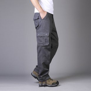 Overalls Men's Summer Loose Multi-Pocket Casual Pants Trendy Brand Straight Pants Large Size Wear-resistant Sports Pants